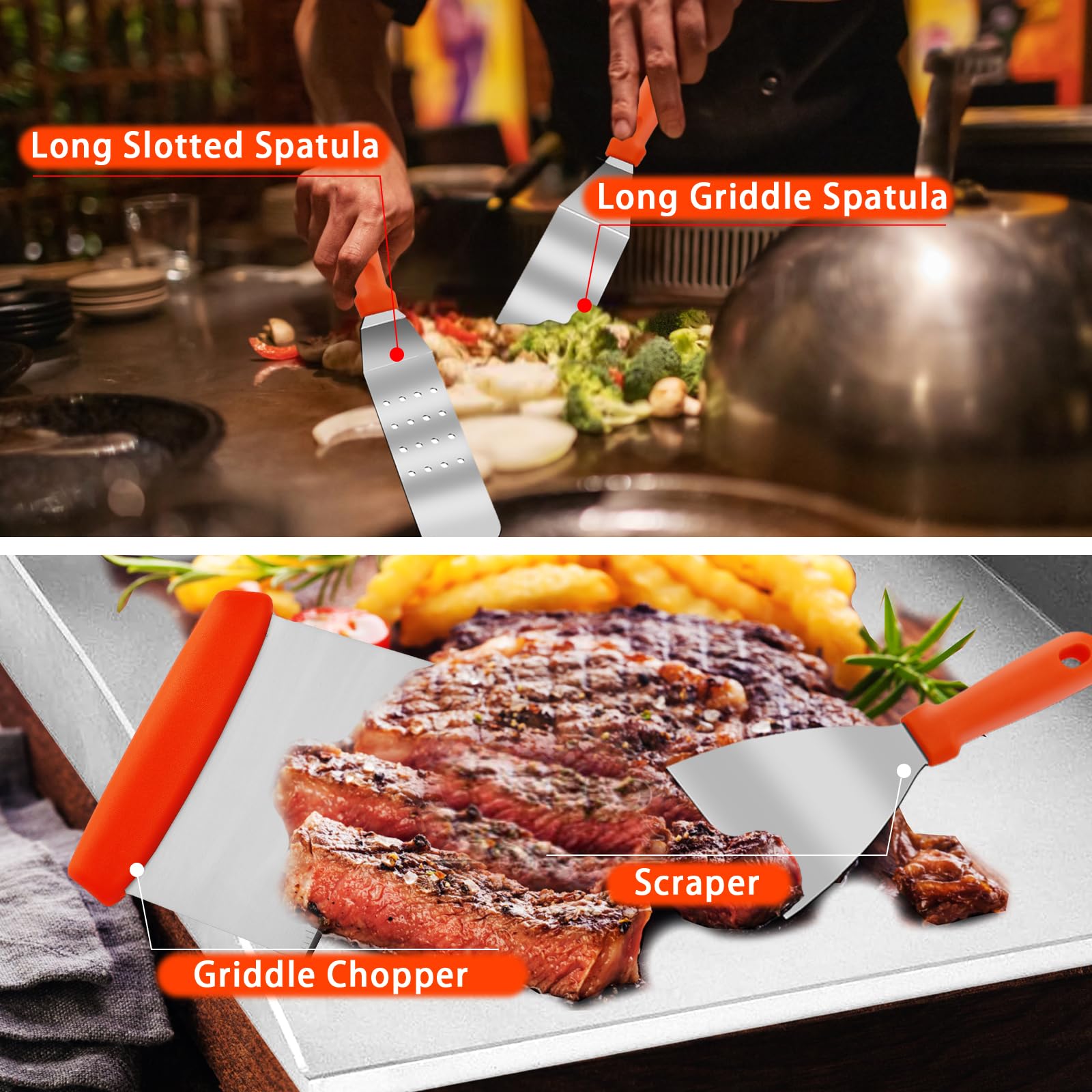 Blackstone Griddle Accessories Kit, 27Pcs Flat Top Grill Accessories Set For Blackstone And Camp Chef, Spatula, Scraper, Basting